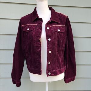 Elegant Burgundy Jean Jacket